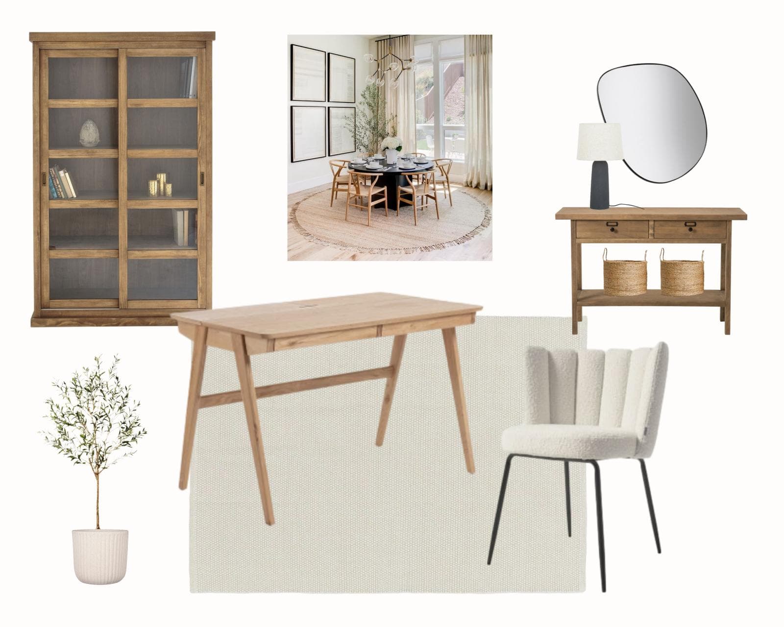 Elegant Natural Home Office Mood Board