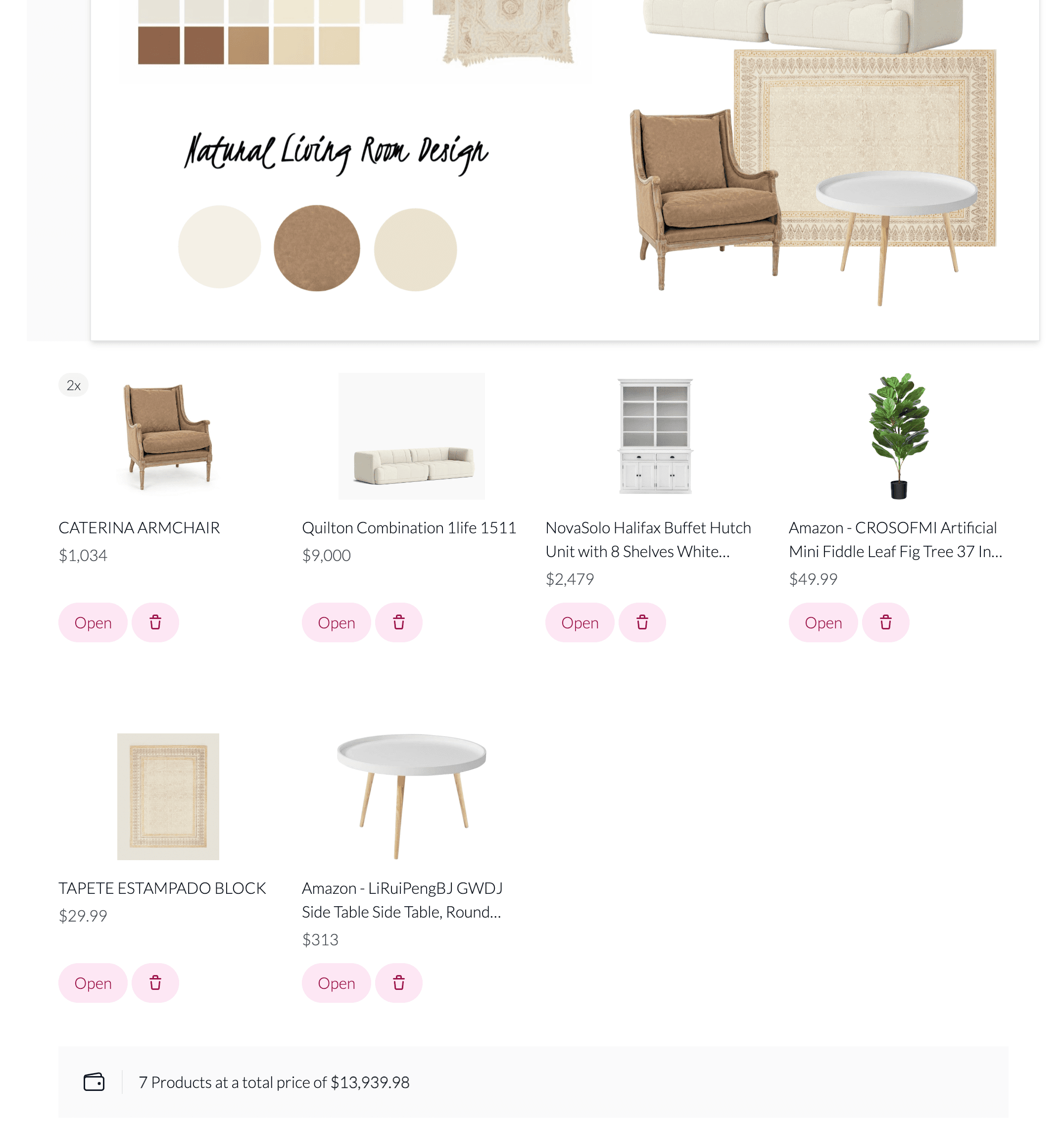 Mood Board Editor and Shopping List Creator